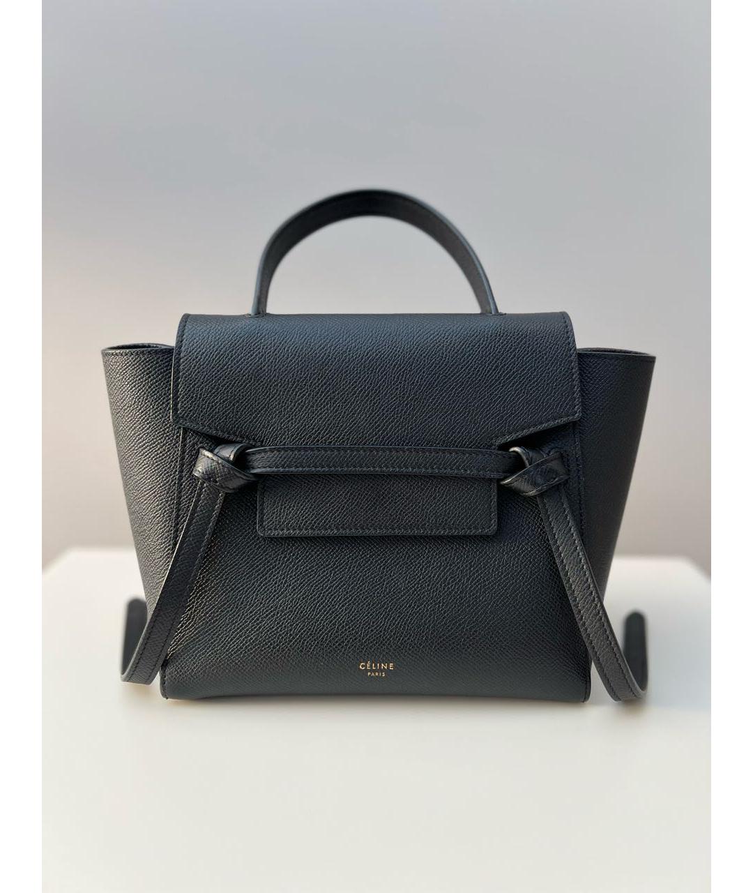 CELINE Черная кожаная сумка с короткими ручками, фото 8