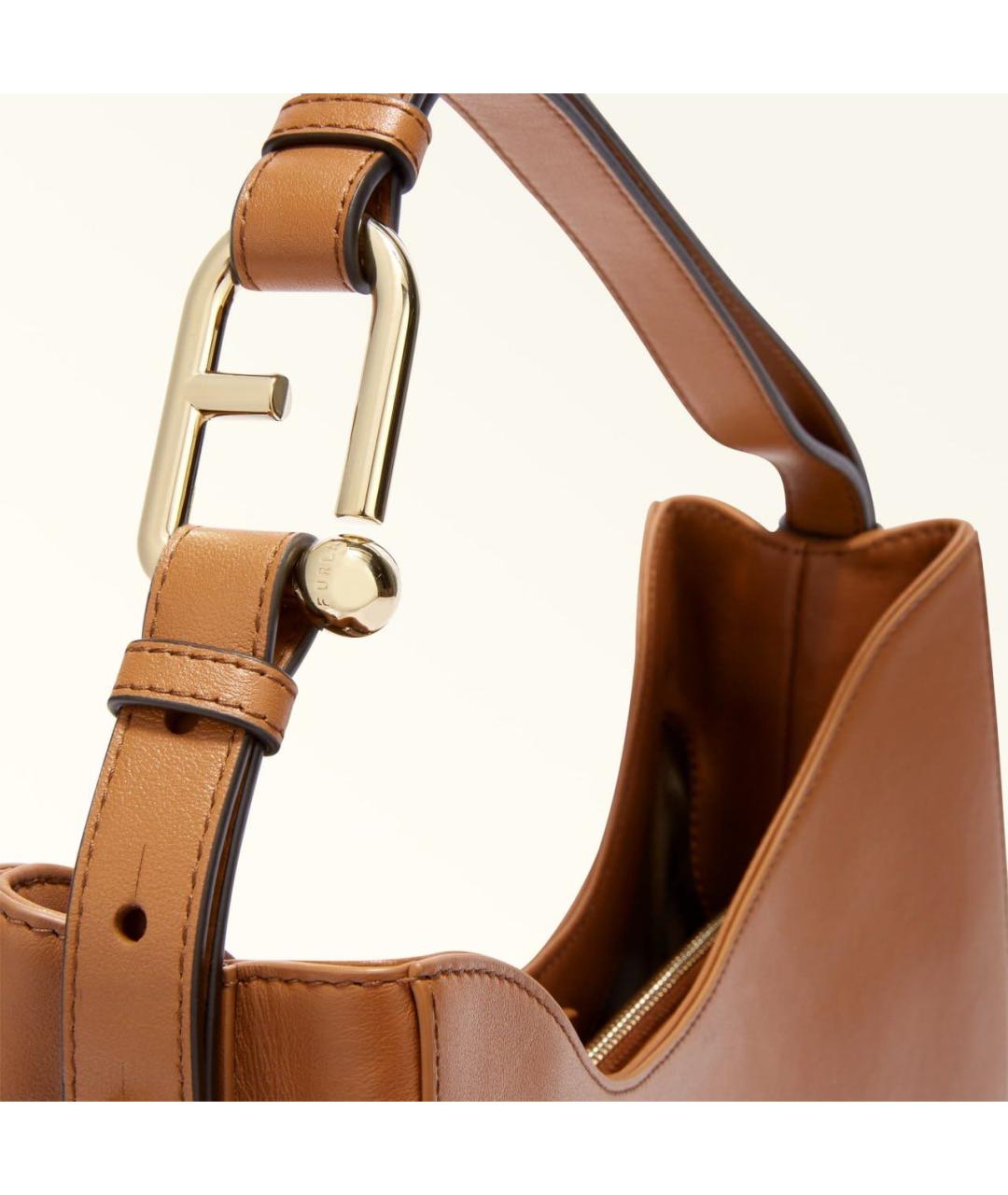 FURLA Коричневая кожаная сумка через плечо, фото 5