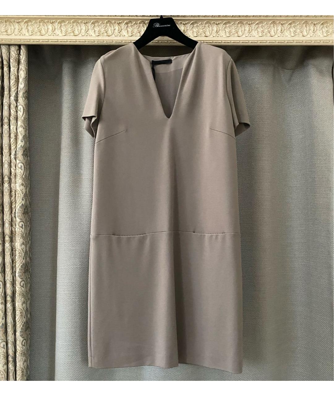 LES COPAINS Бежевое вискозное повседневное платье, фото 5