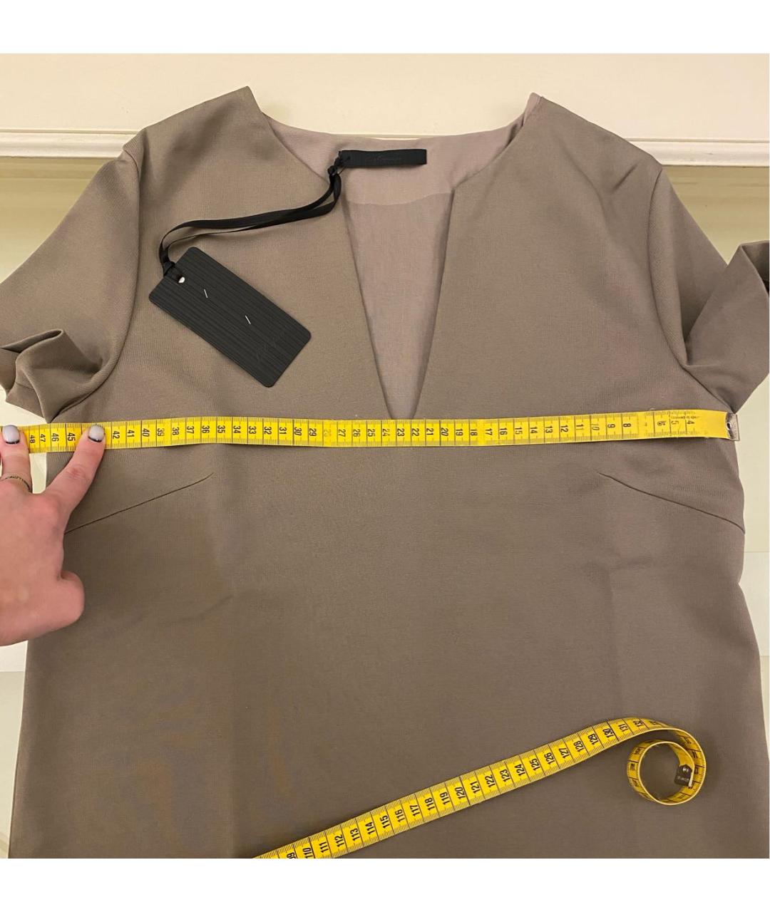 LES COPAINS Бежевое вискозное повседневное платье, фото 8