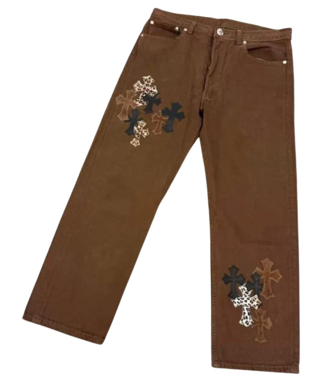 CHROME HEARTS Коричневые хлопковые прямые джинсы, фото 1