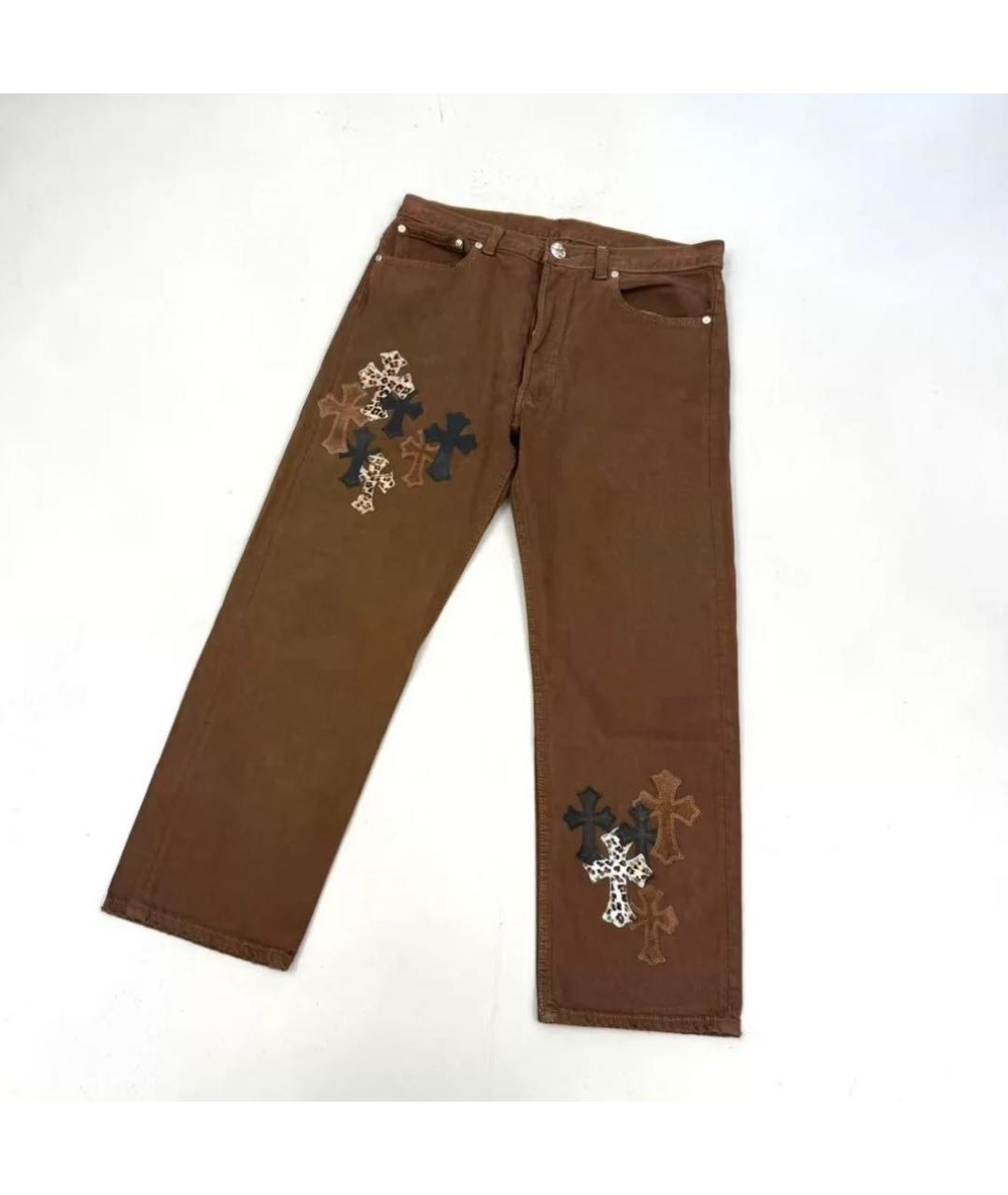 CHROME HEARTS Коричневые хлопковые прямые джинсы, фото 3
