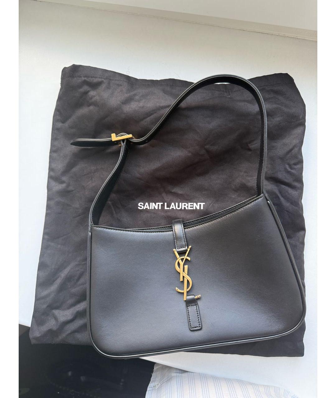 SAINT LAURENT Черная кожаная сумка с короткими ручками, фото 9