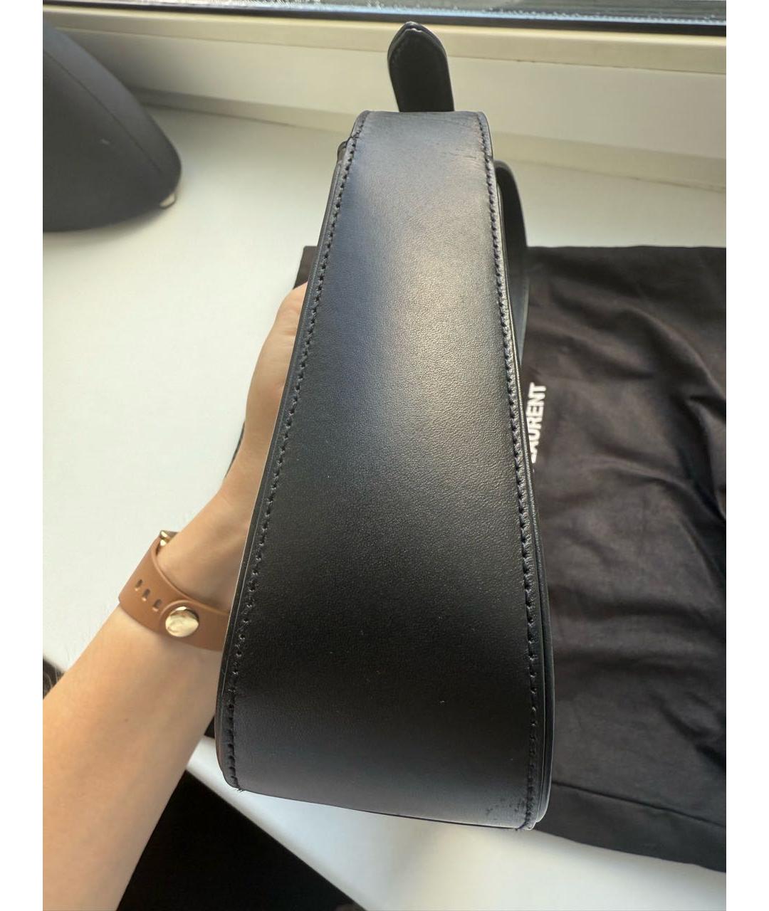 SAINT LAURENT Черная кожаная сумка с короткими ручками, фото 6