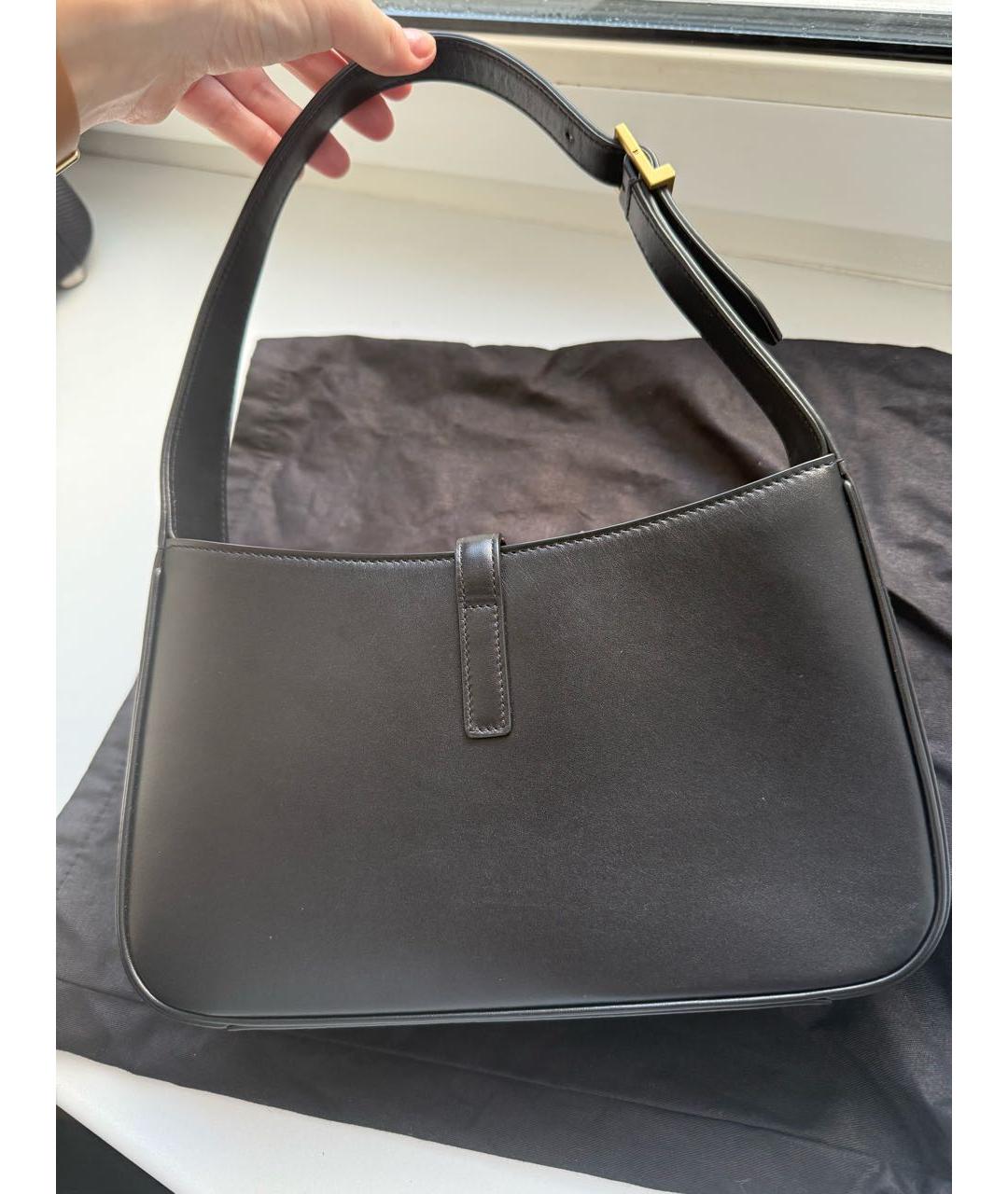 SAINT LAURENT Черная кожаная сумка с короткими ручками, фото 3