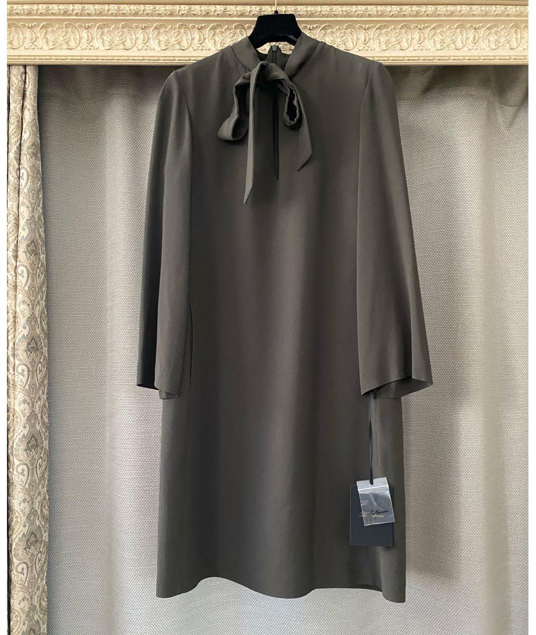 LES COPAINS Зеленые вискозное повседневное платье, фото 5