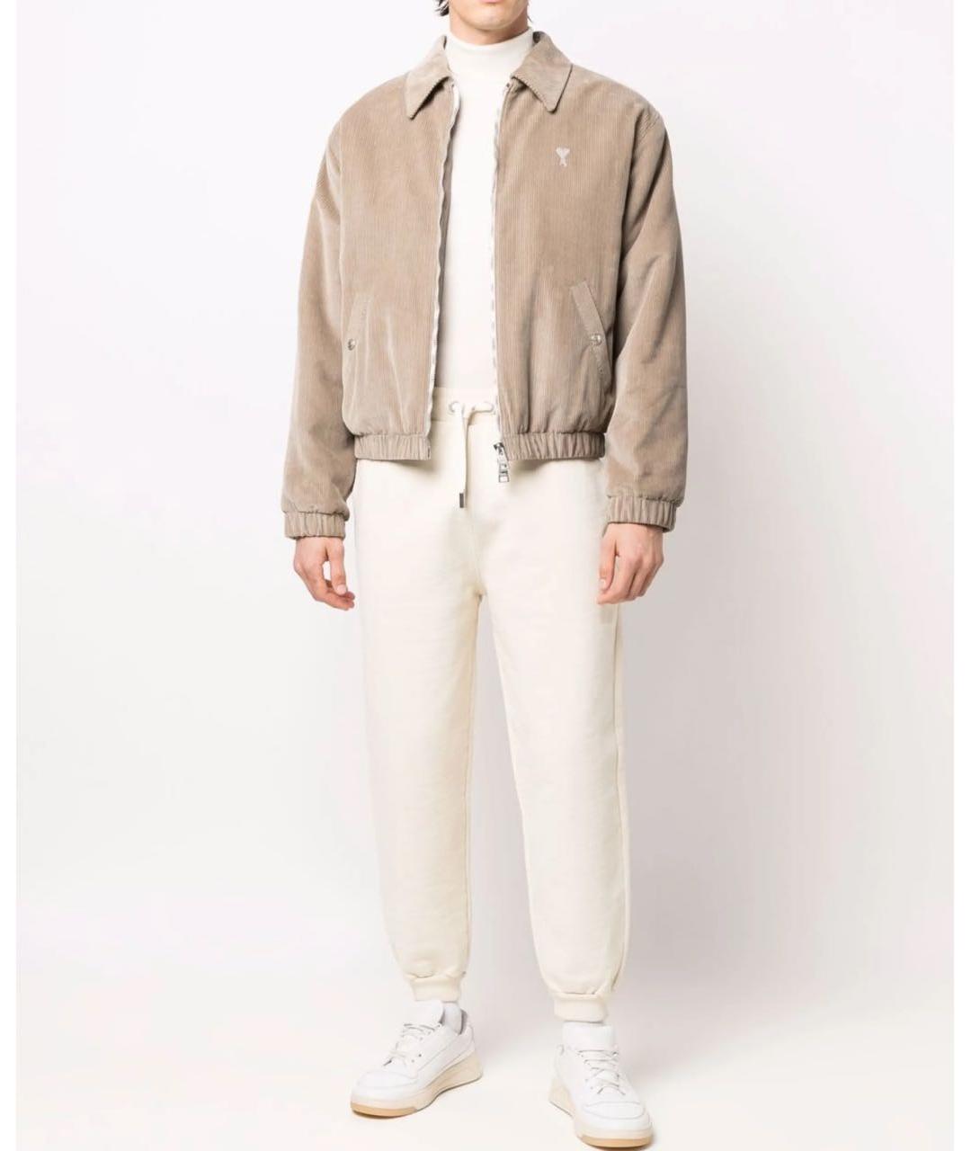 Ami Paris Бежевые хлопковые спортивные брюки и шорты, фото 4