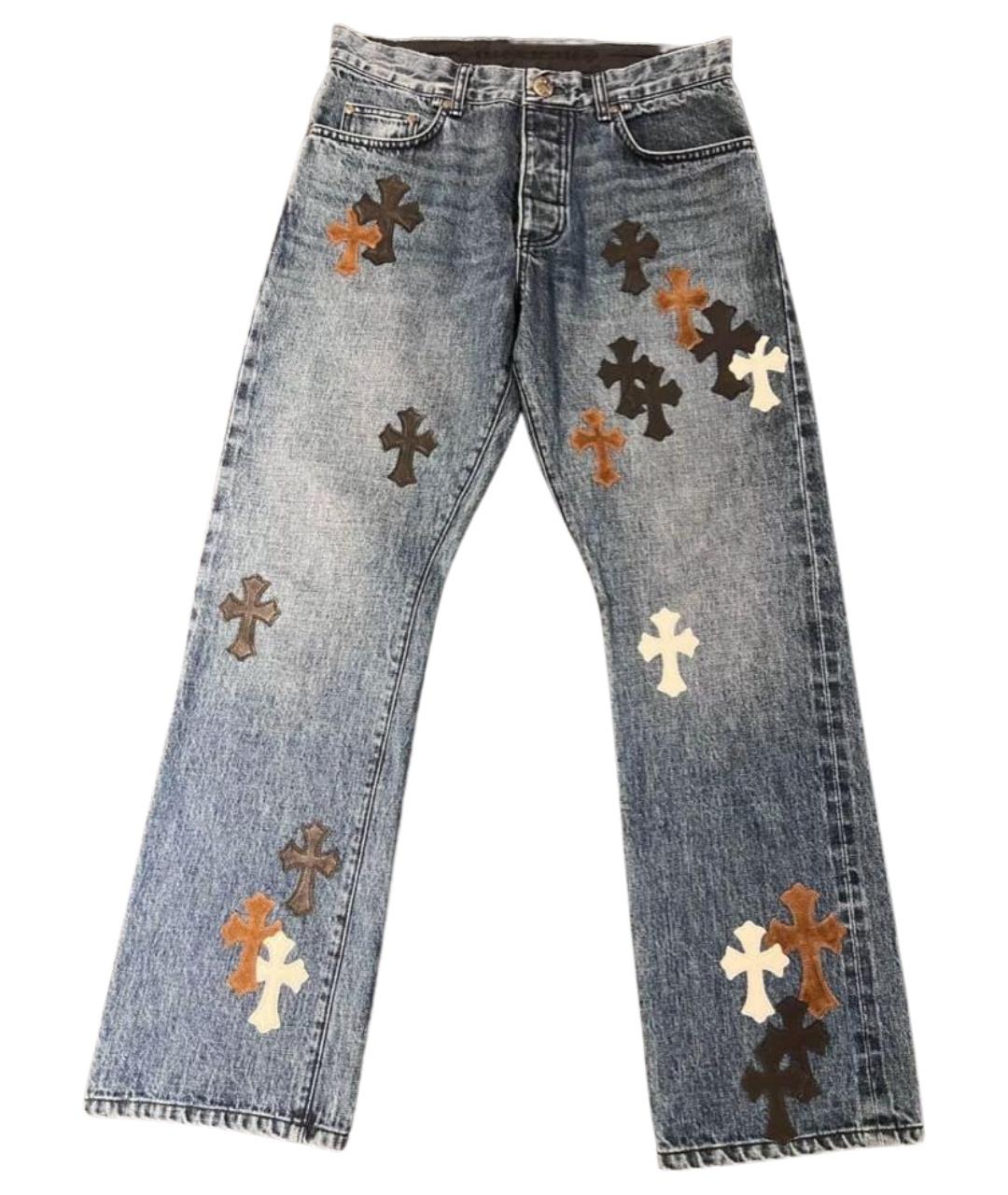 CHROME HEARTS Синие хлопковые прямые джинсы, фото 1