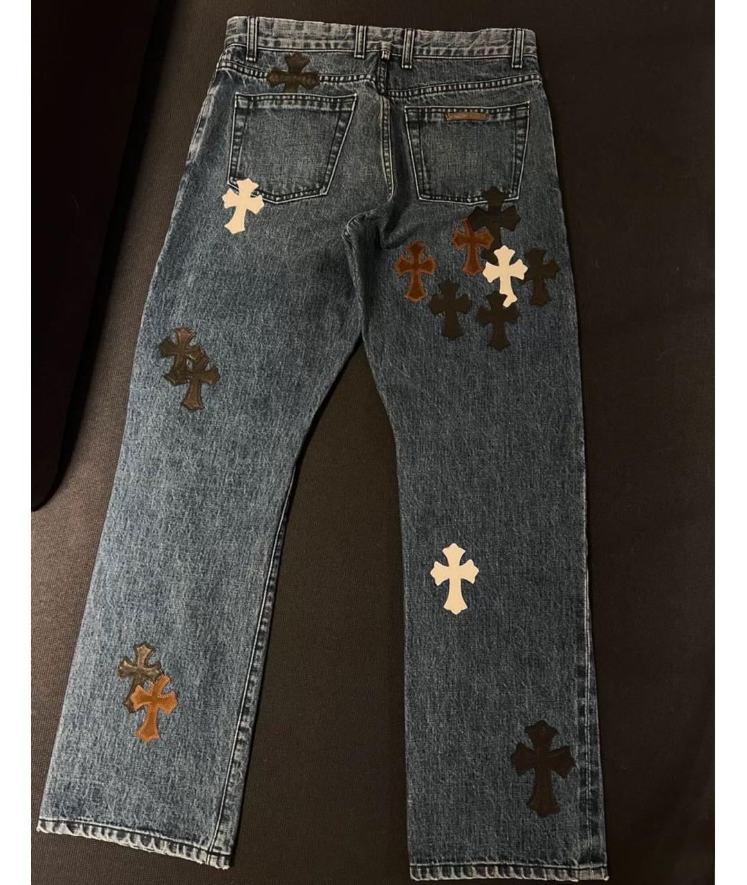 CHROME HEARTS Синие хлопковые прямые джинсы, фото 2