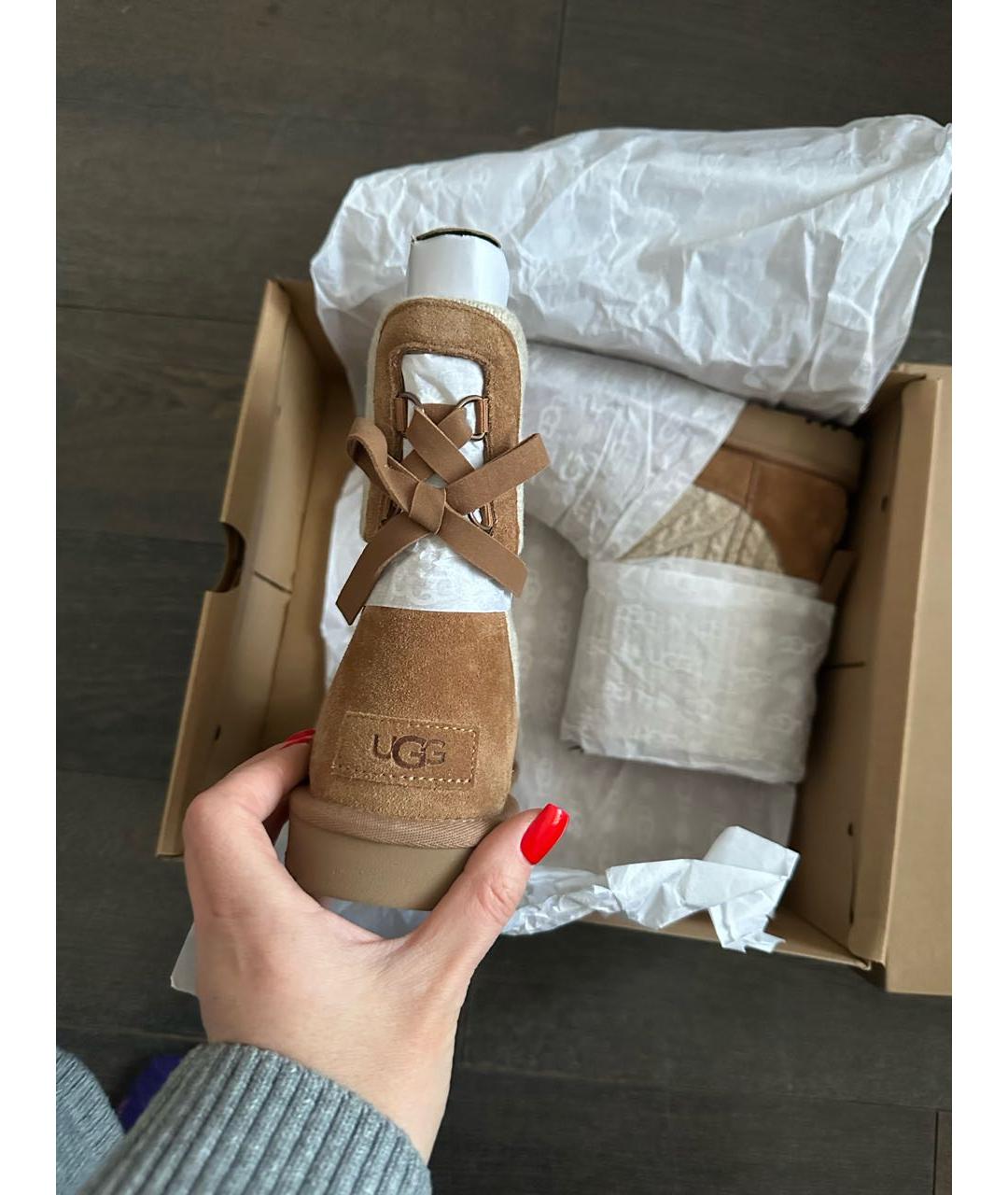 UGG AUSTRALIA Бежевые замшевые полусапоги, фото 3