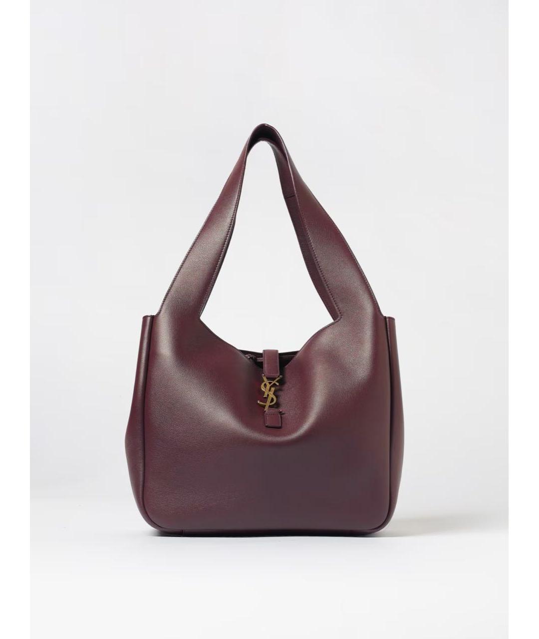 SAINT LAURENT Бордовая кожаная сумка тоут, фото 8