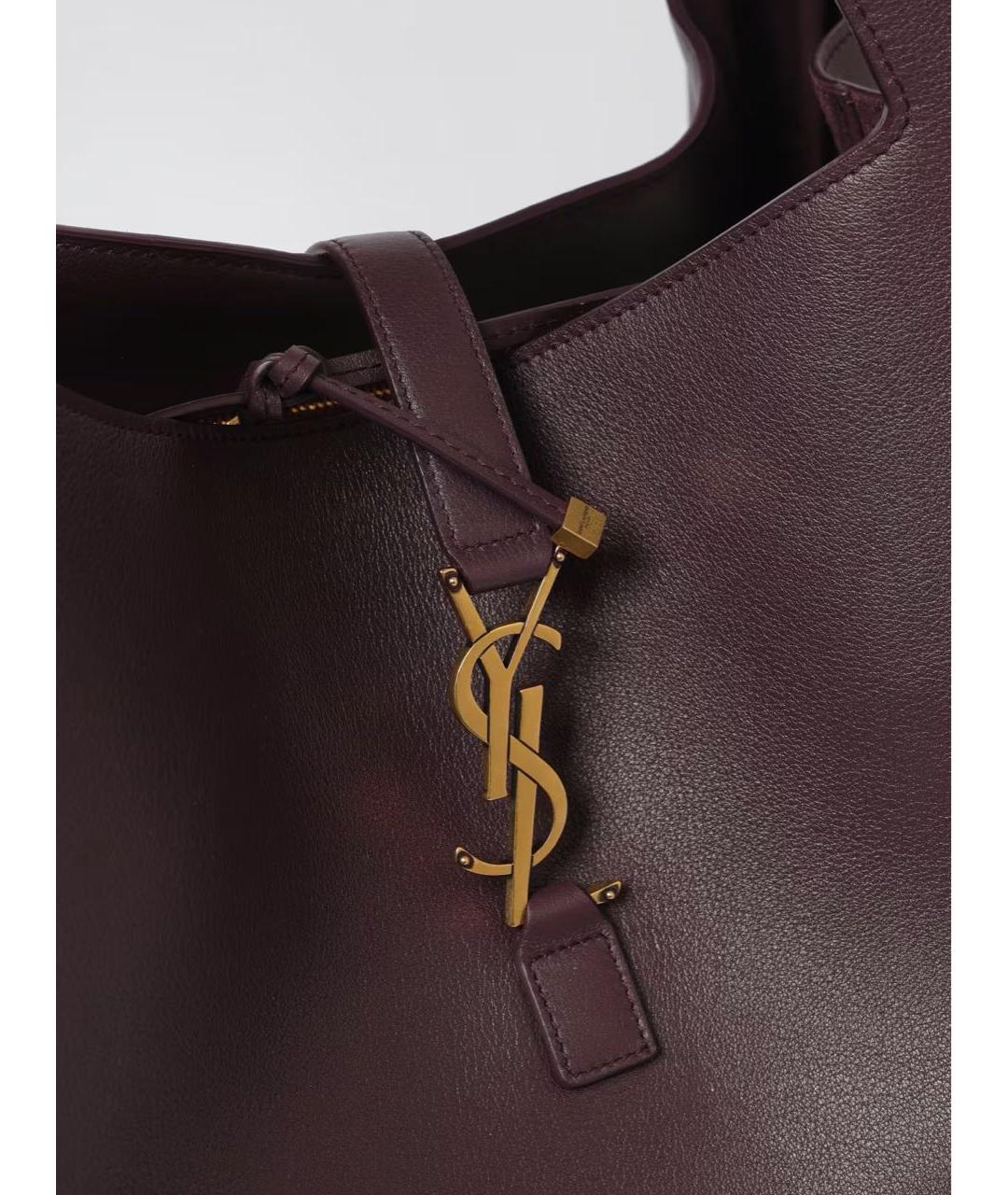 SAINT LAURENT Бордовая кожаная сумка тоут, фото 5