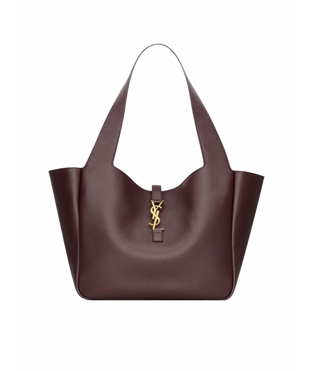 SAINT LAURENT Бордовая кожаная сумка тоут, фото 1