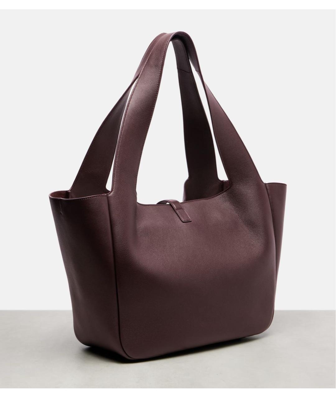 SAINT LAURENT Бордовая кожаная сумка тоут, фото 3