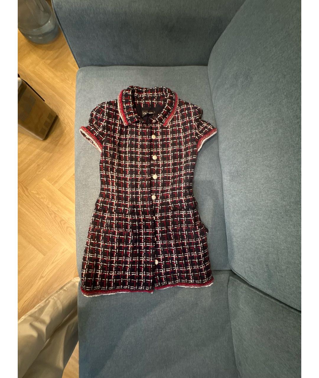 CHANEL Бордовое твидовое коктейльное платье, фото 5