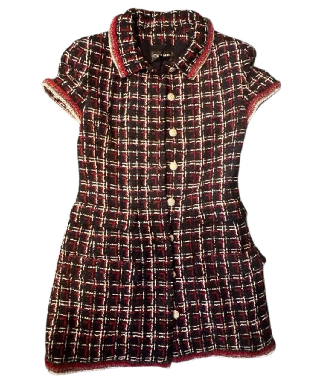 CHANEL Бордовое твидовое коктейльное платье, фото 1