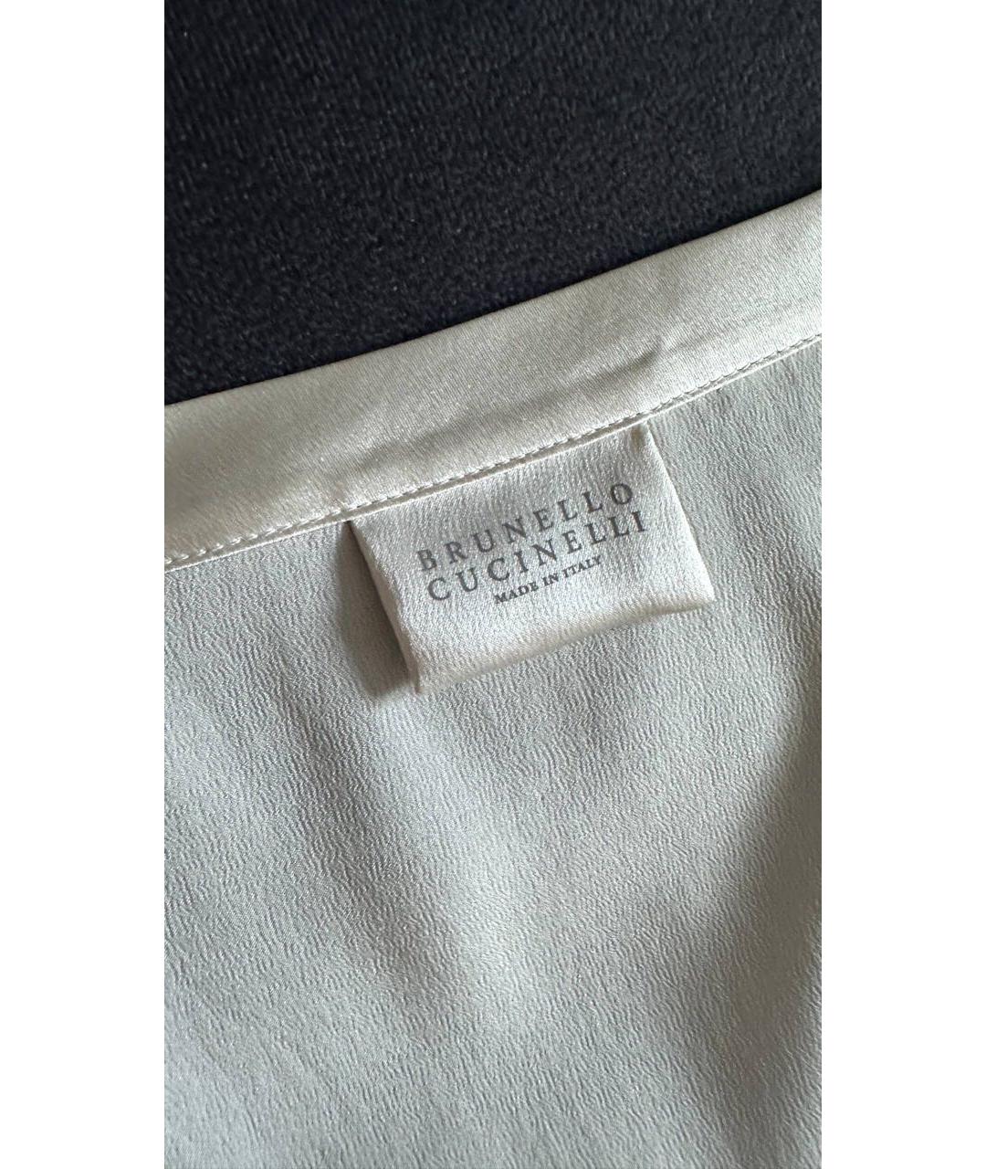 BRUNELLO CUCINELLI Бежевая шелковая майка, фото 4