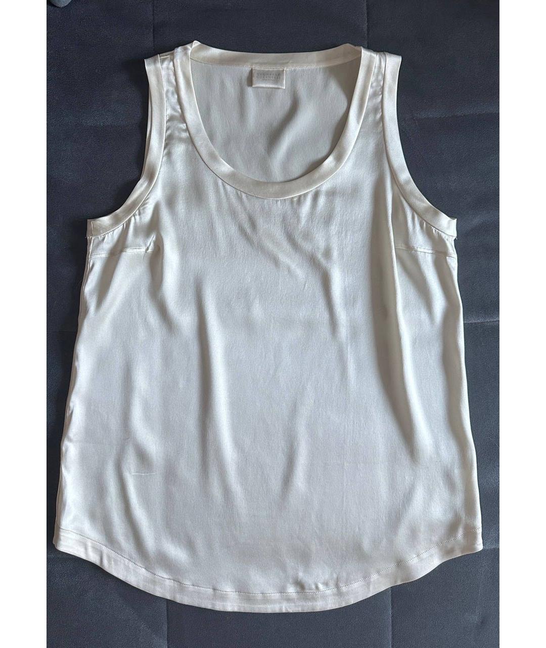 BRUNELLO CUCINELLI Бежевая шелковая майка, фото 2