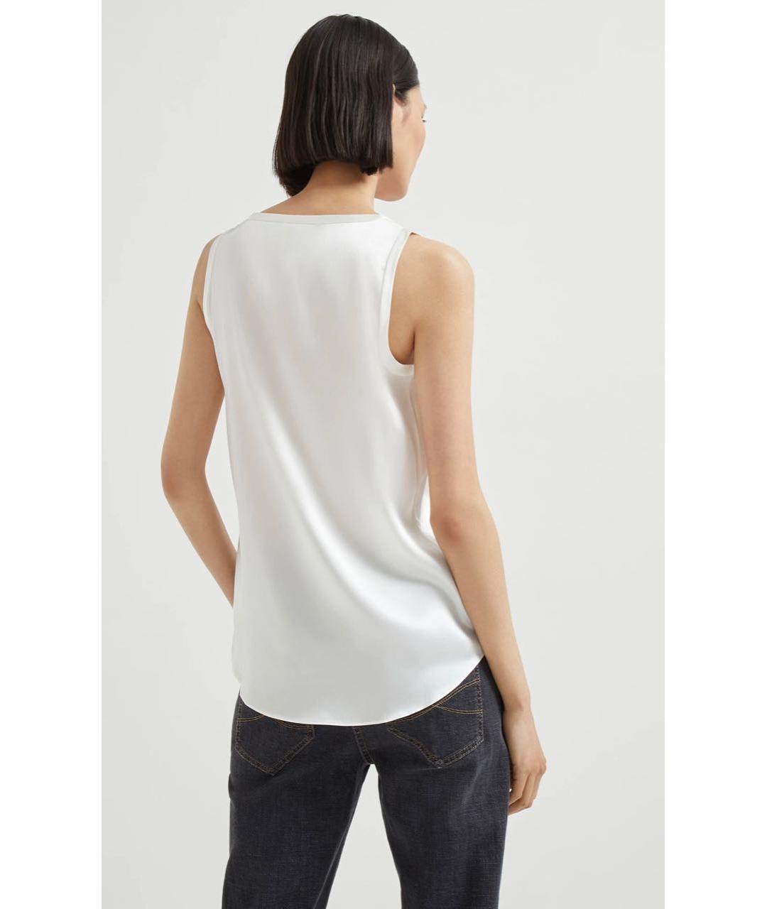 BRUNELLO CUCINELLI Бежевая шелковая майка, фото 7