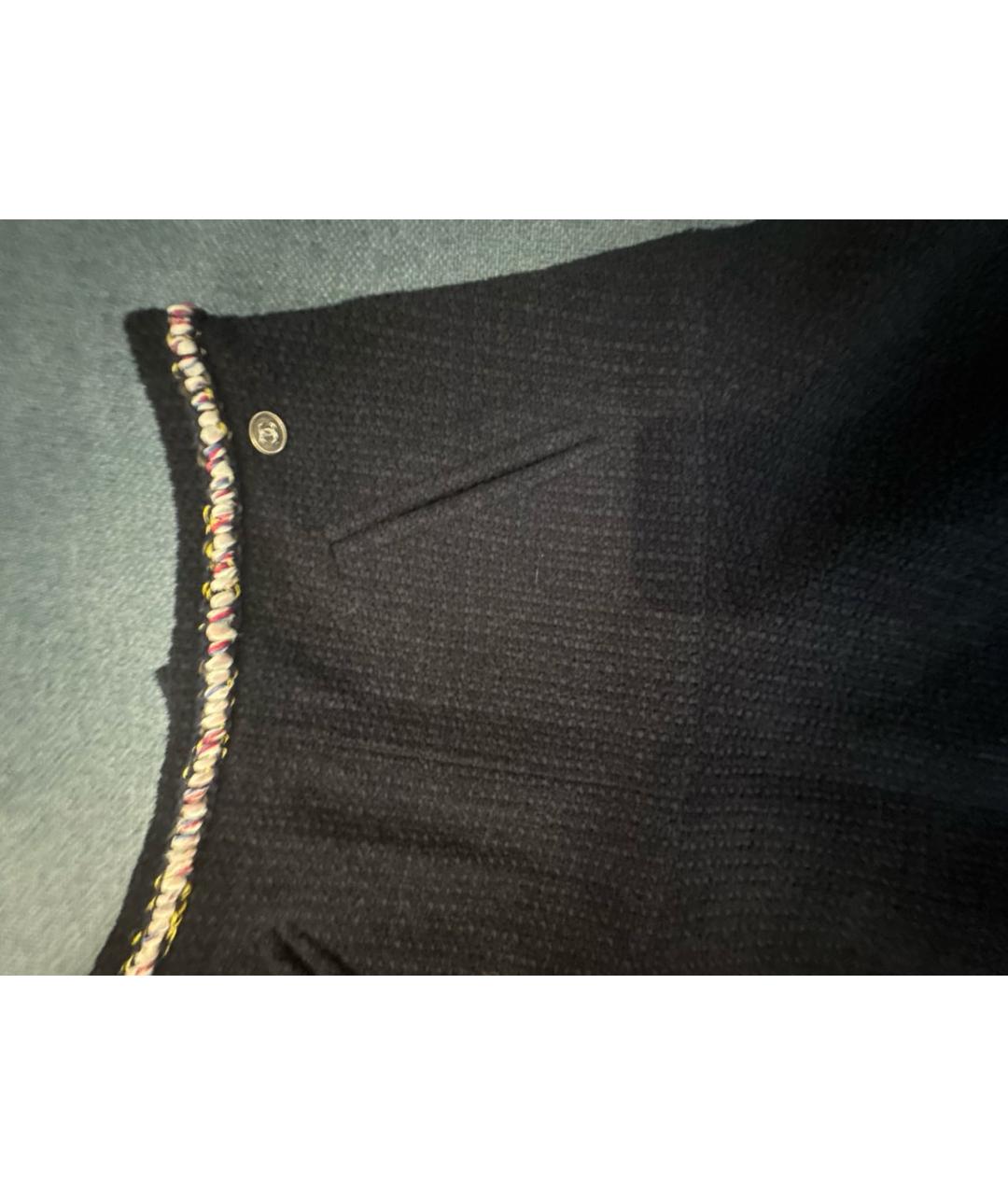 CHANEL Темно-синяя твидовая юбка мини, фото 4