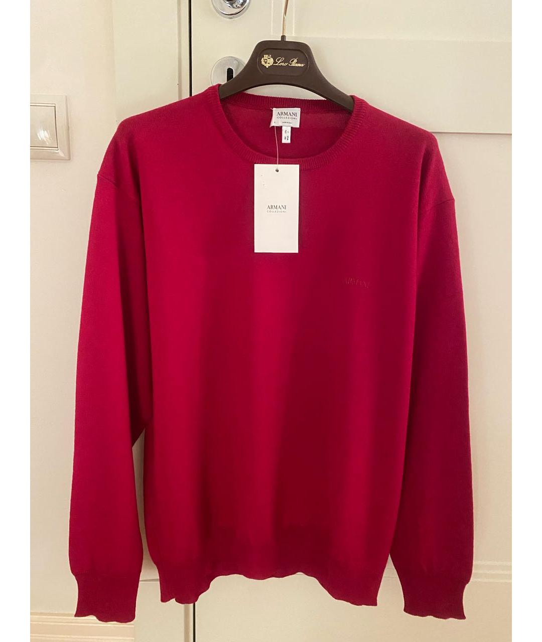 ARMANI COLLEZIONI Бордовый шерстяной джемпер / свитер, фото 8