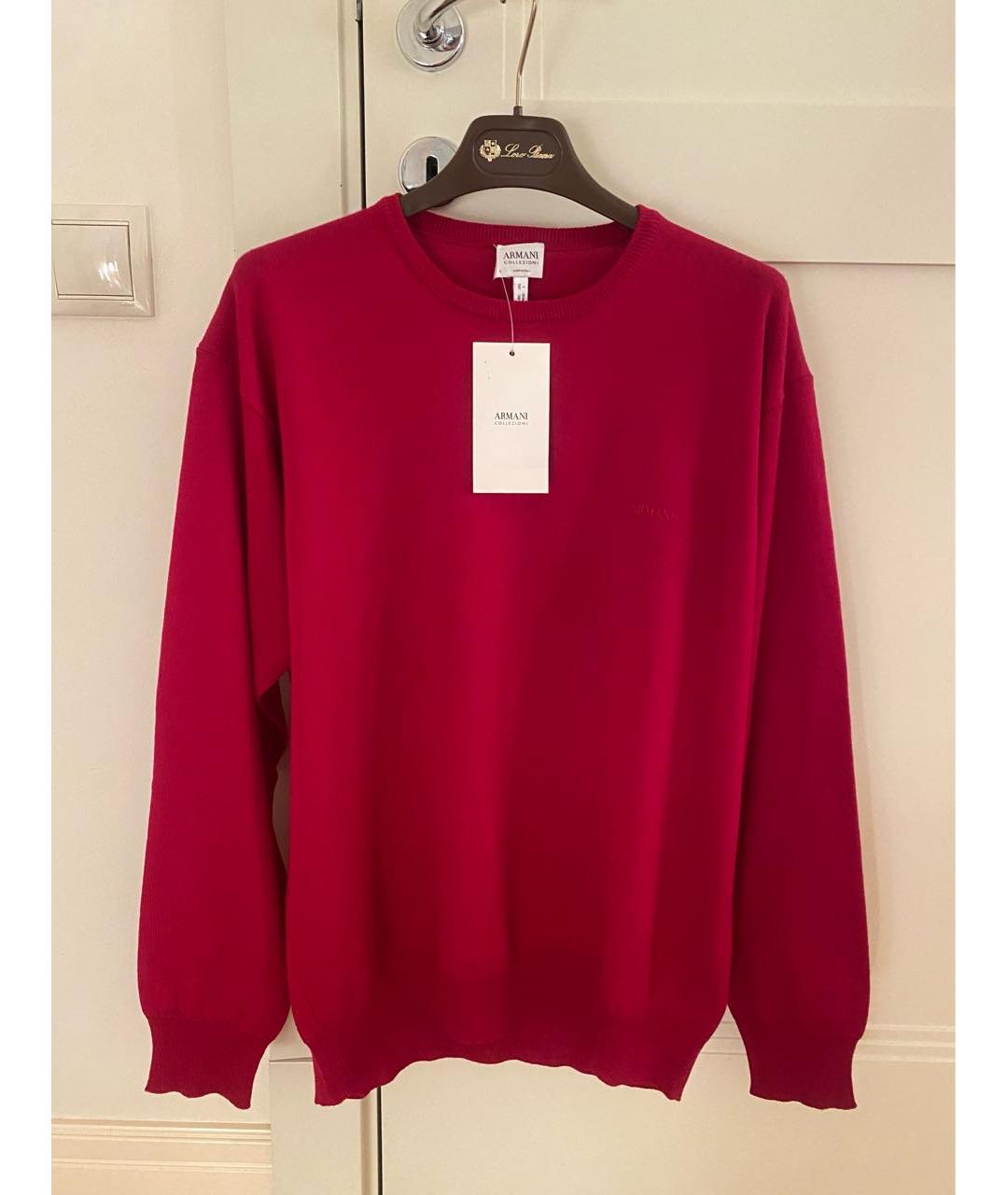 ARMANI COLLEZIONI Бордовый шерстяной джемпер / свитер, фото 7