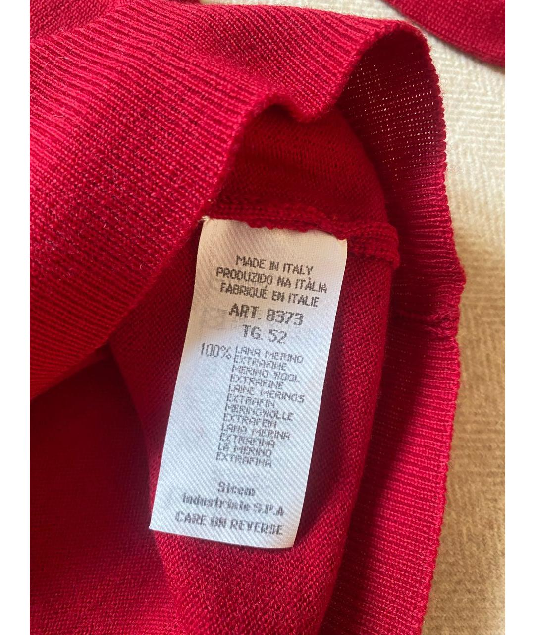 ARMANI COLLEZIONI Бордовый шерстяной джемпер / свитер, фото 5