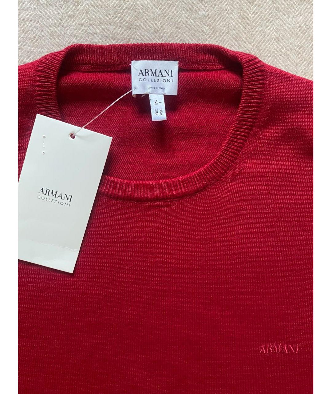 ARMANI COLLEZIONI Бордовый шерстяной джемпер / свитер, фото 3