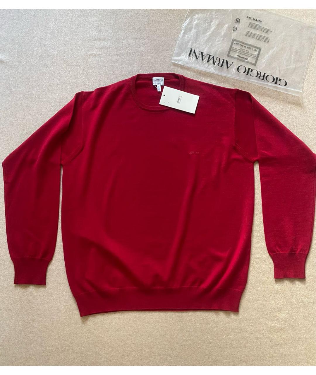 ARMANI COLLEZIONI Бордовый шерстяной джемпер / свитер, фото 6