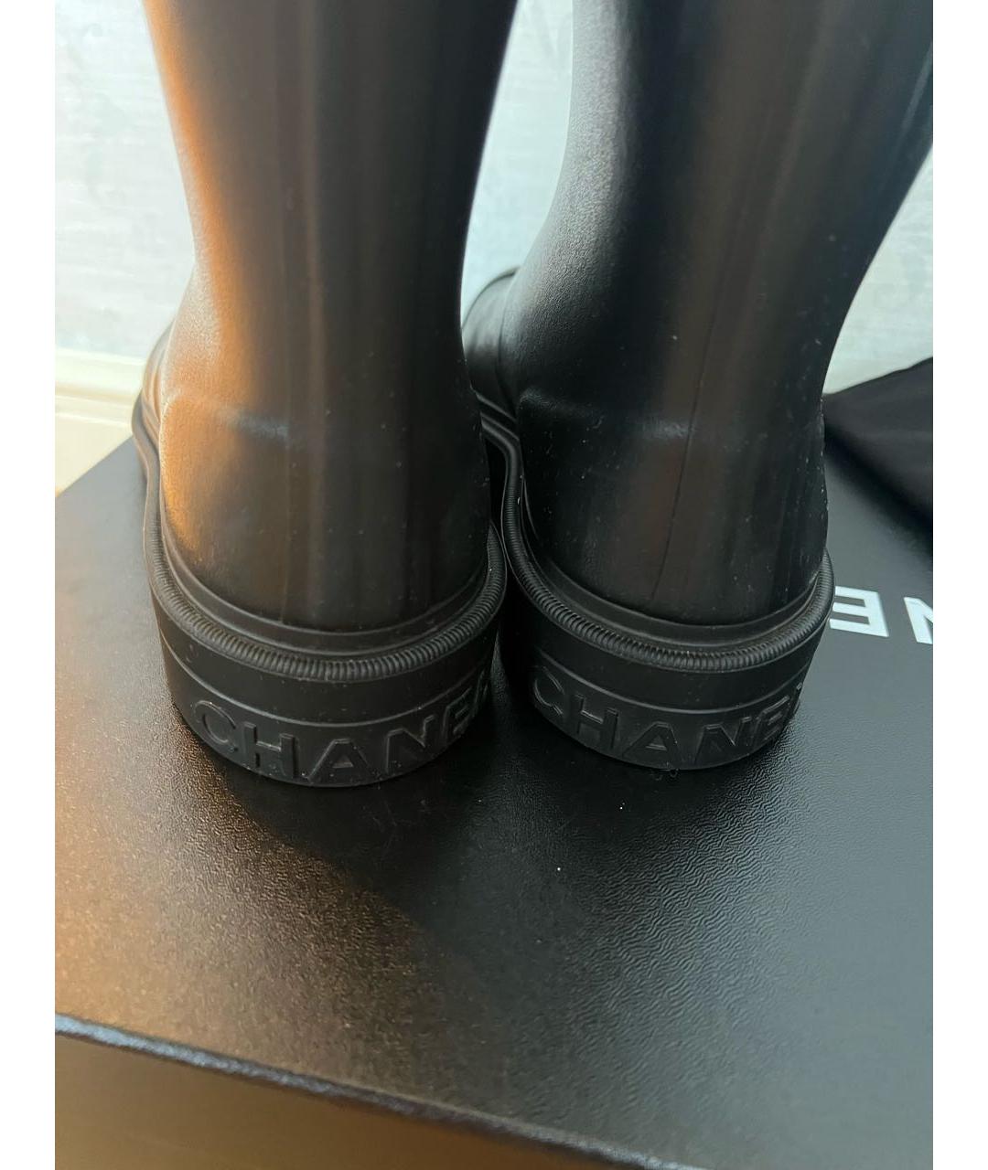 CHANEL Черные резиновые сапоги, фото 6