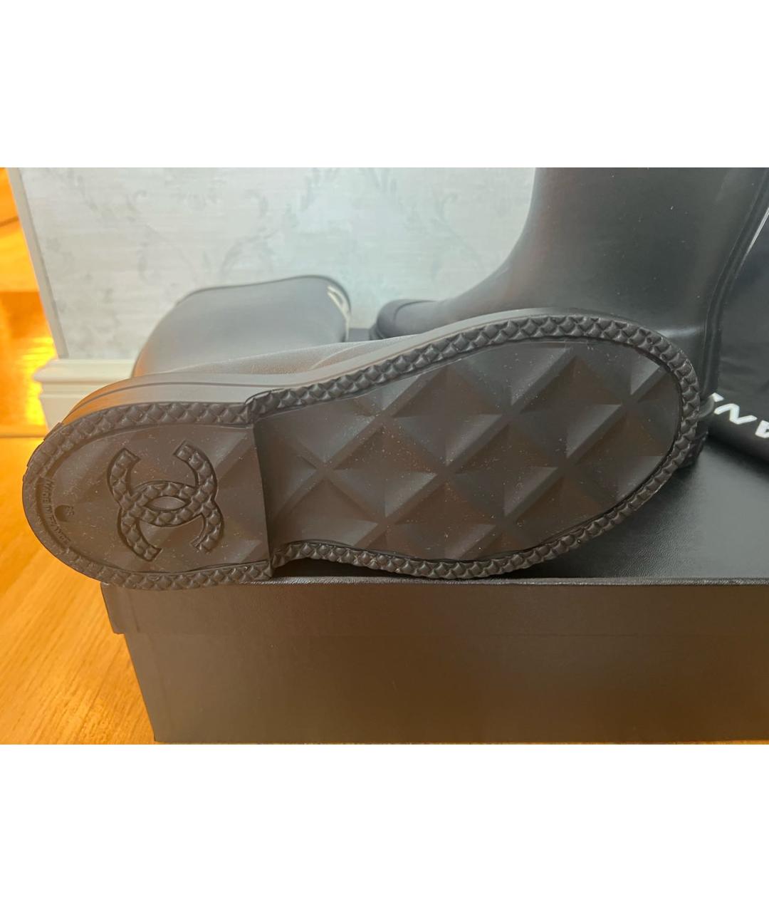 CHANEL Черные резиновые сапоги, фото 5