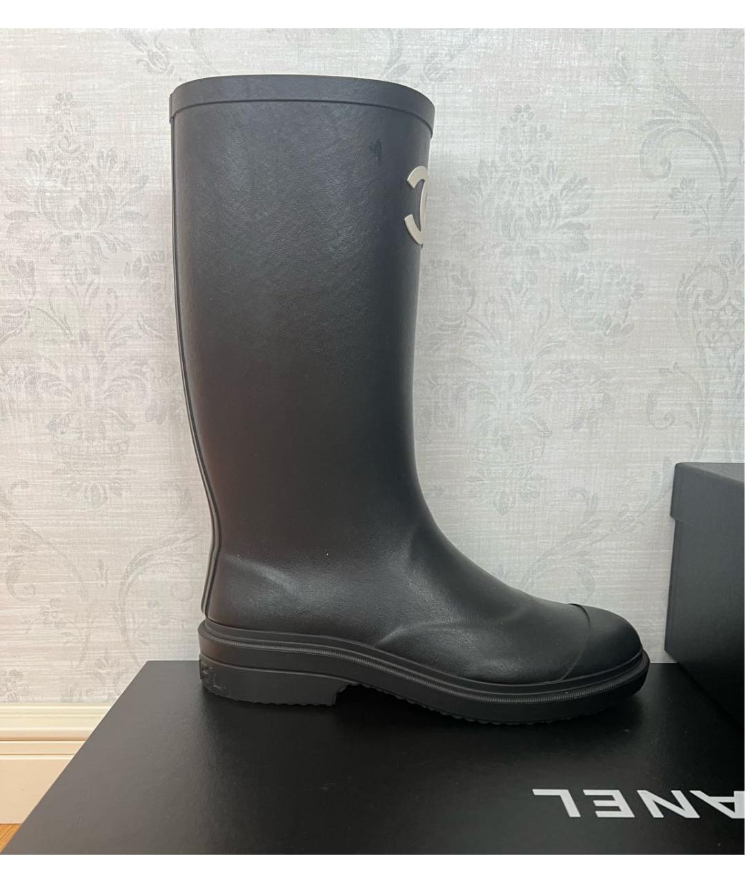 CHANEL Черные резиновые сапоги, фото 9