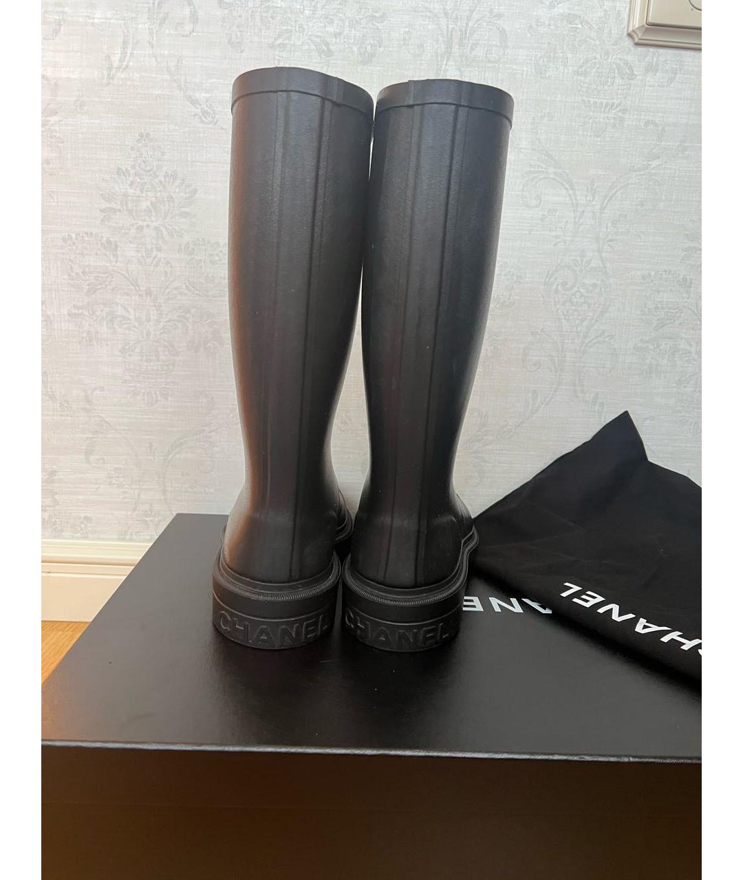 CHANEL Черные резиновые сапоги, фото 4