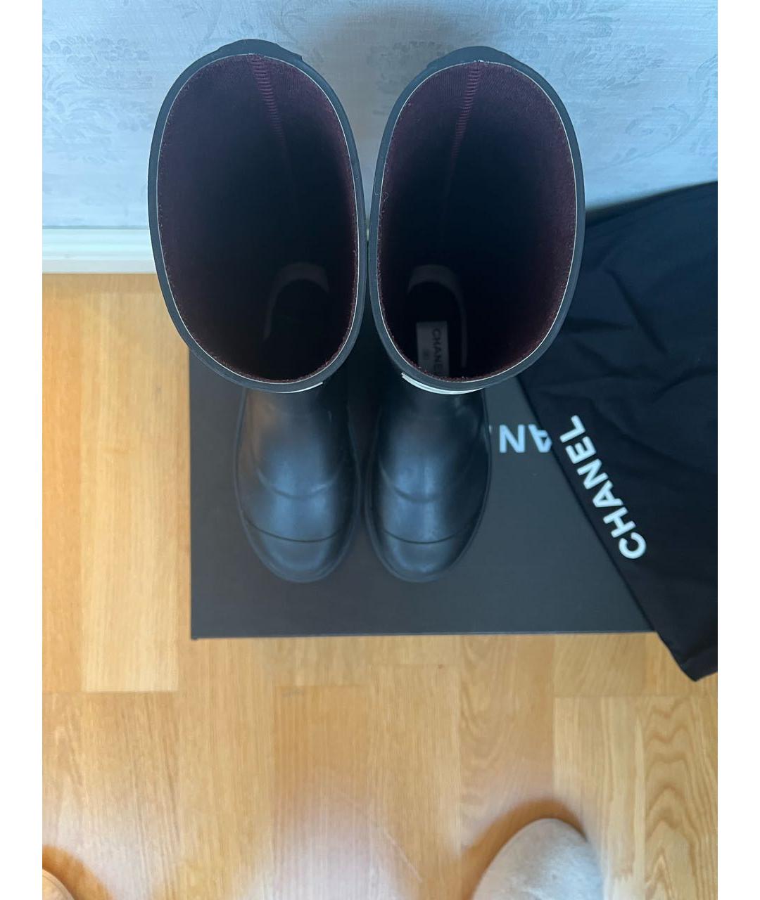 CHANEL Черные резиновые сапоги, фото 7