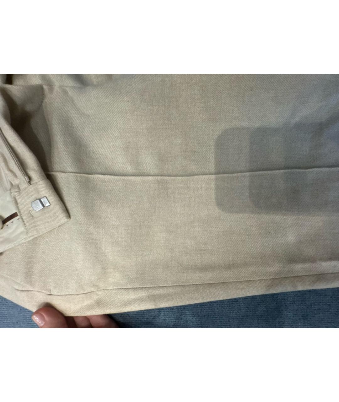 LORO PIANA Бежевые кашемировые брюки узкие, фото 4