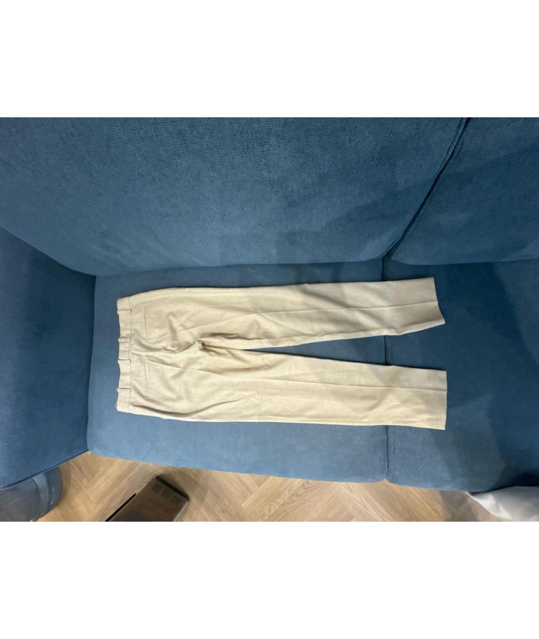 LORO PIANA Бежевые кашемировые брюки узкие, фото 2