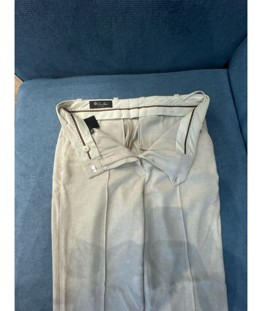 LORO PIANA Бежевые кашемировые брюки узкие, фото 3