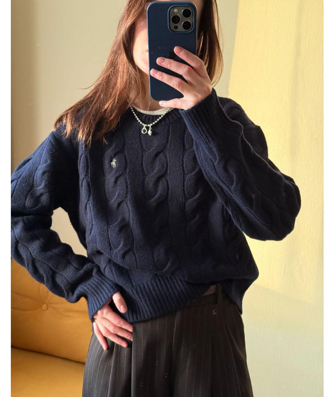 POLO RALPH LAUREN Темно-синий шерстяной джемпер / свитер, фото 7