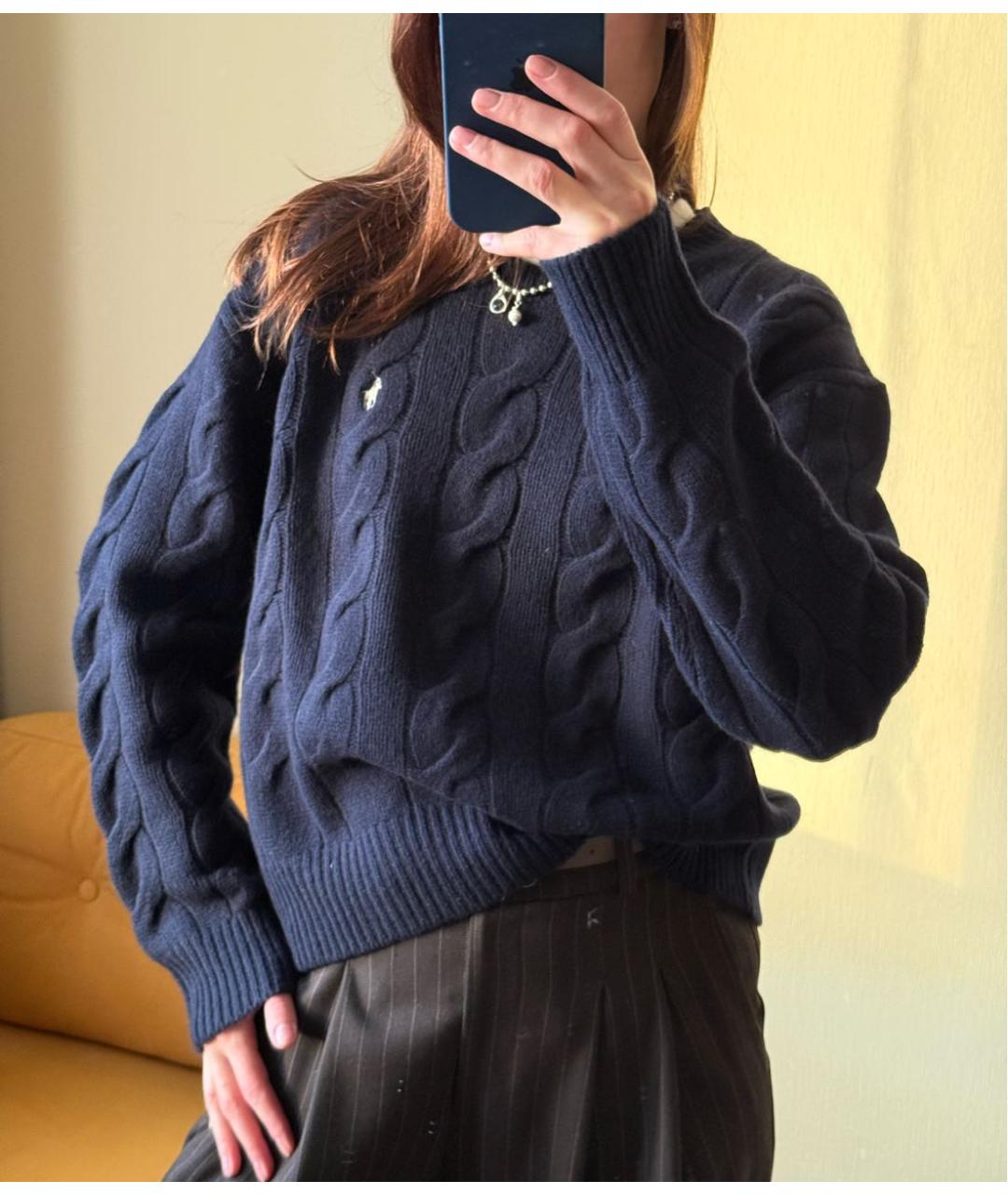 POLO RALPH LAUREN Темно-синий шерстяной джемпер / свитер, фото 6