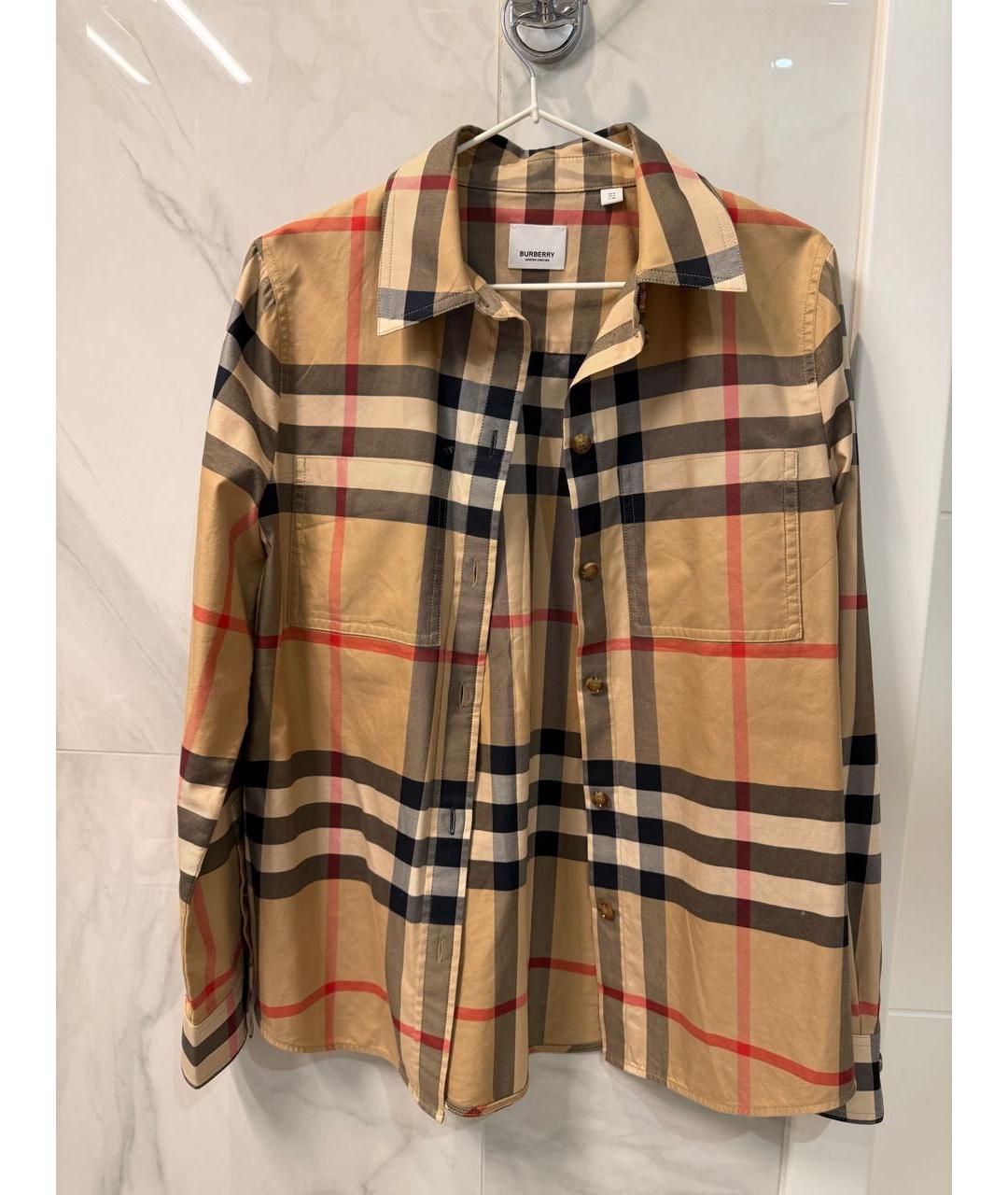 BURBERRY Бежевая хлопковая рубашка, фото 4