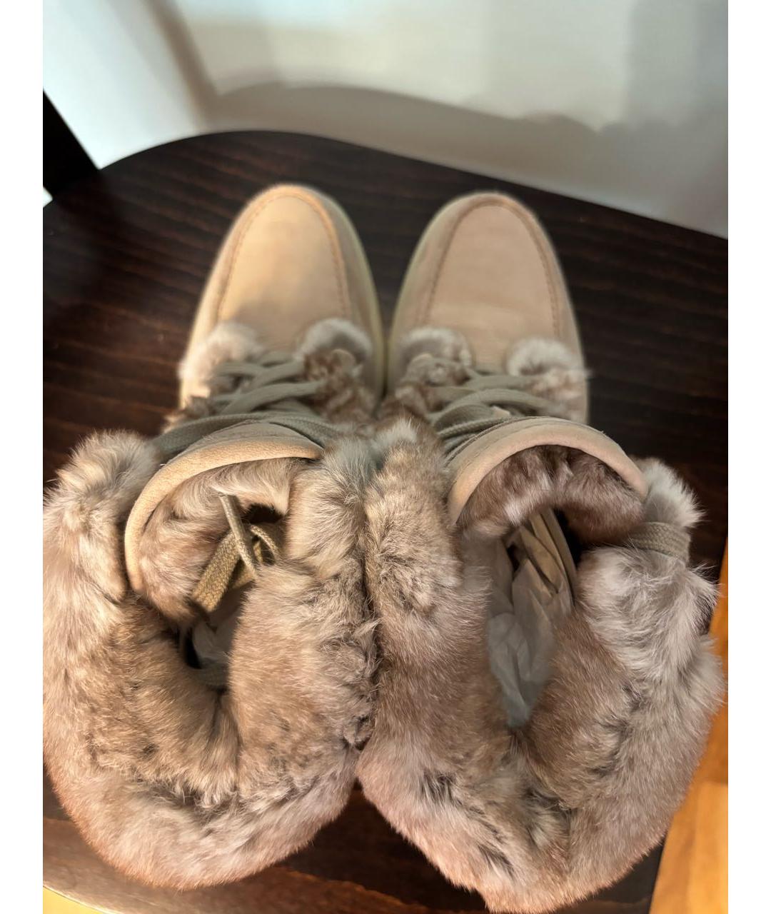 SANTONI Бежевые нубуковые ботинки, фото 3