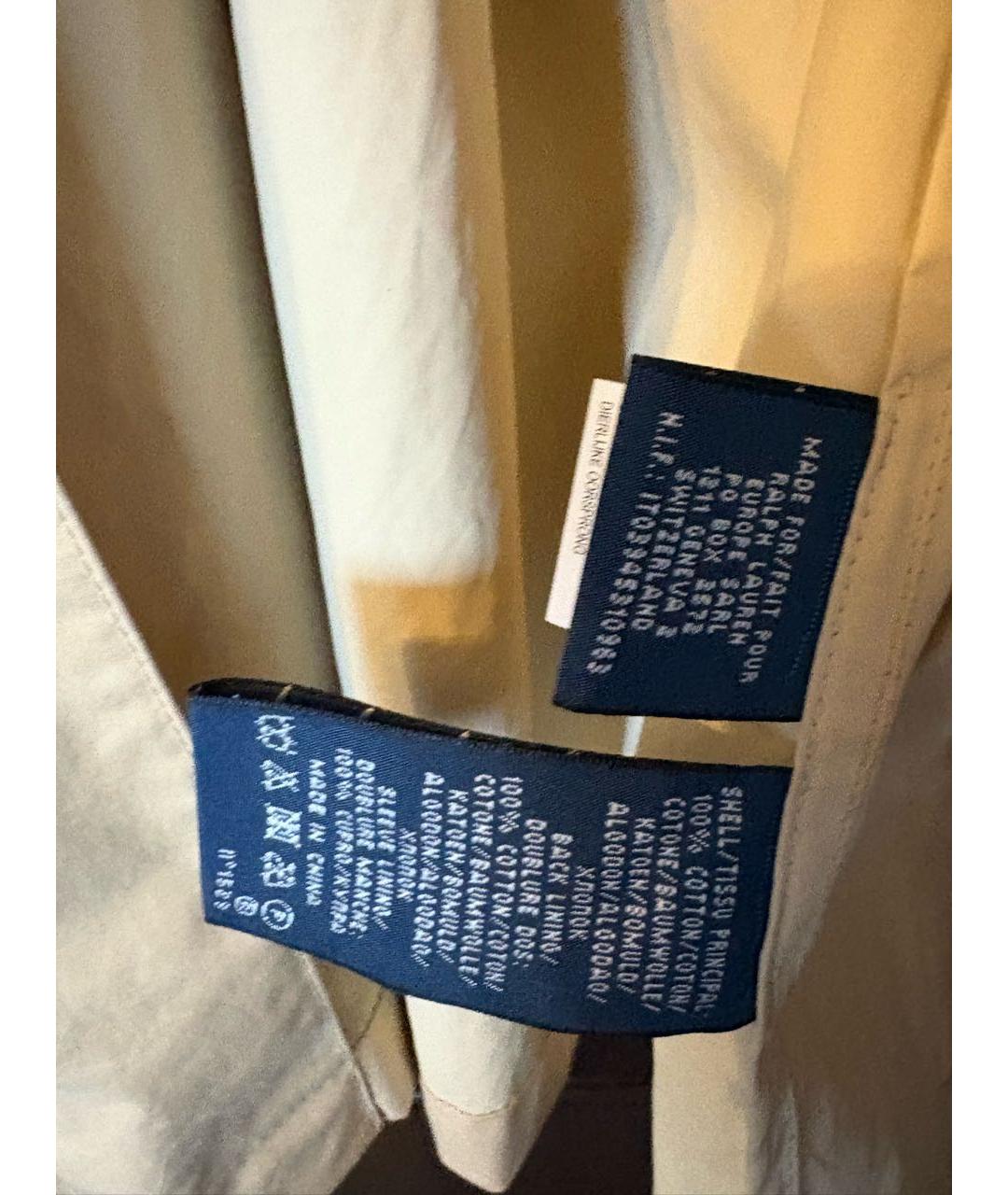 RALPH LAUREN Бежевый хлопковый тренч/плащ, фото 4