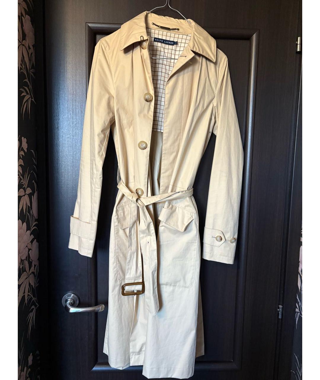RALPH LAUREN Бежевый хлопковый тренч/плащ, фото 5