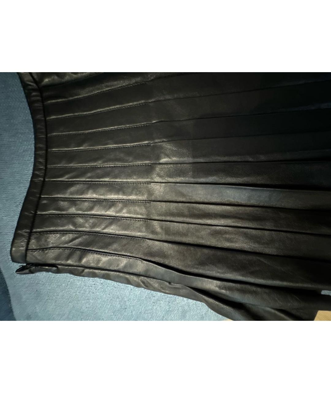 POLO RALPH LAUREN Черная кожаная юбка мини, фото 4