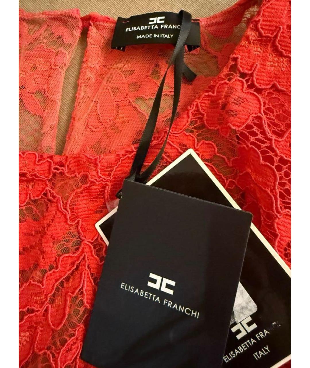 ELISABETTA FRANCHI Красное полиэстеровое вечернее платье, фото 7