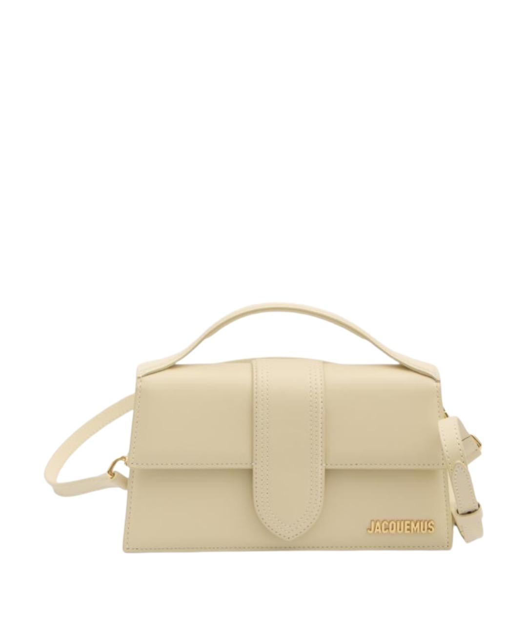 JACQUEMUS Белая кожаная сумка с короткими ручками, фото 1