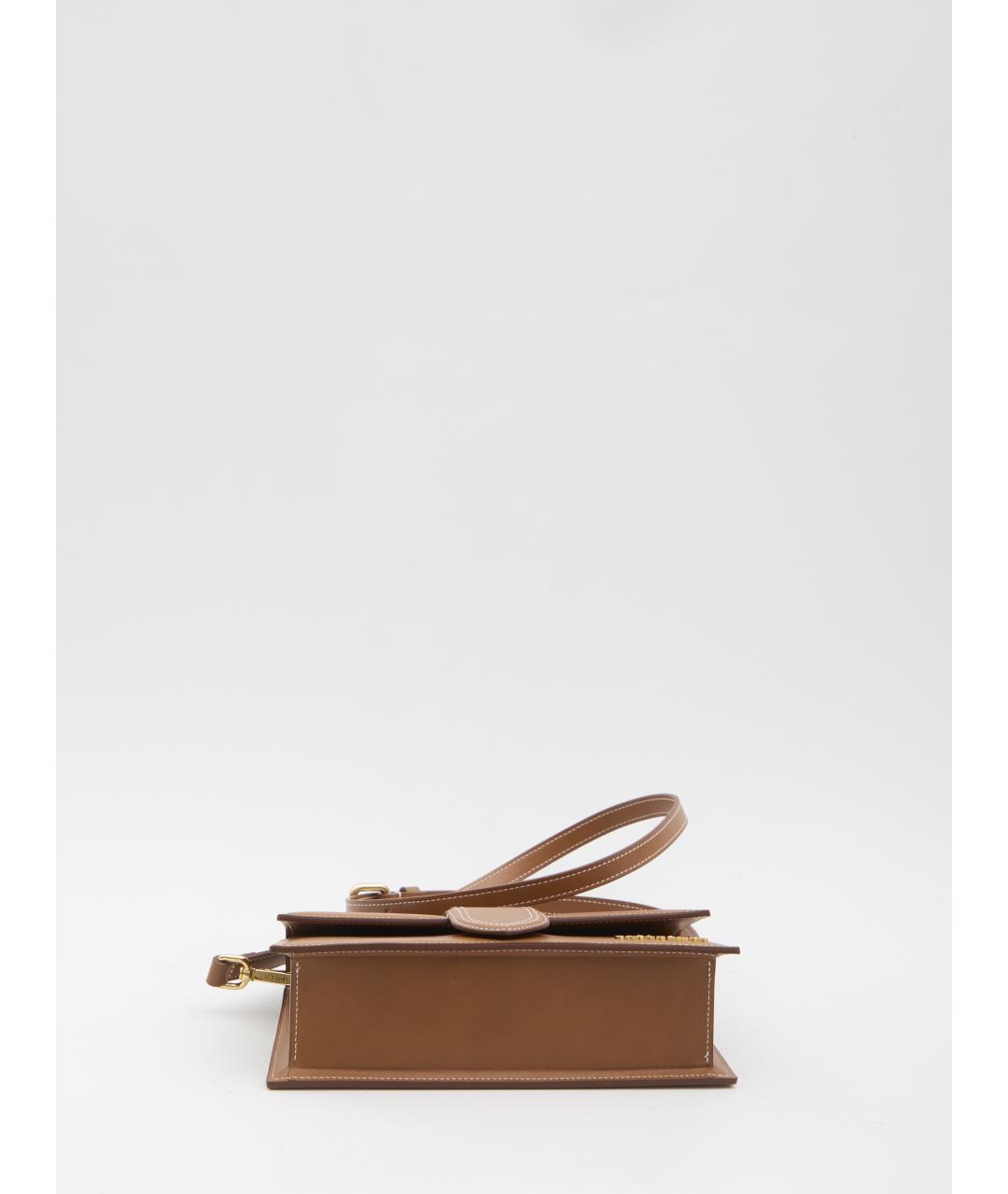 JACQUEMUS Коричневая кожаная сумка с короткими ручками, фото 3