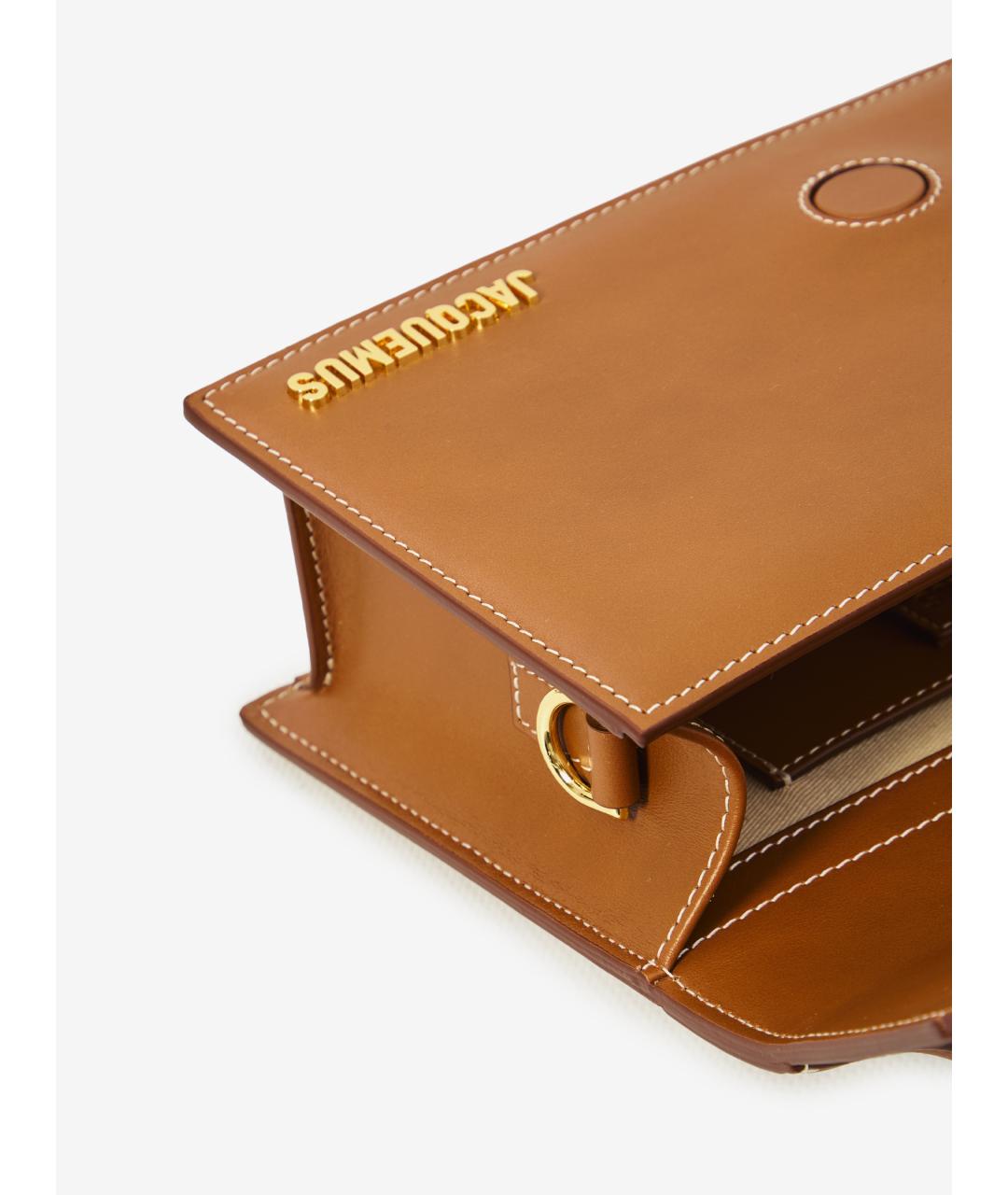 JACQUEMUS Коричневая кожаная сумка с короткими ручками, фото 4