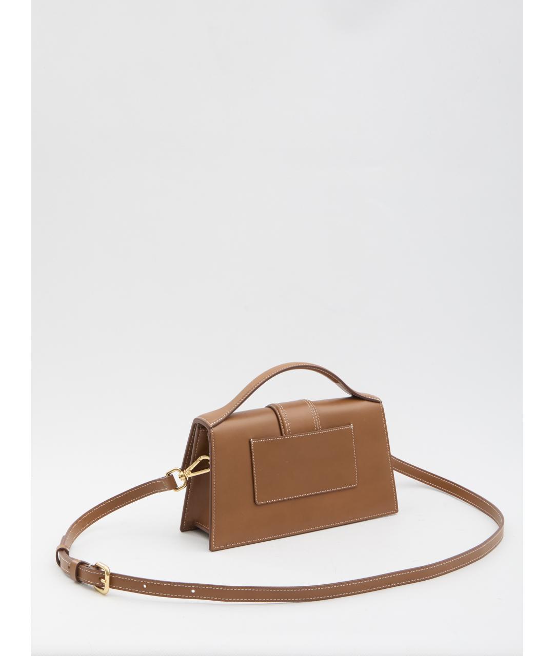 JACQUEMUS Коричневая кожаная сумка с короткими ручками, фото 2