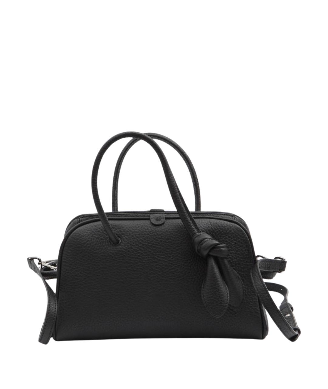 JACQUEMUS Черная кожаная сумка тоут, фото 1